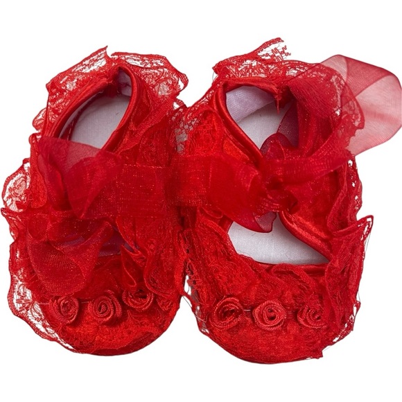 Private Label Other - Red Satin Baby Shoes